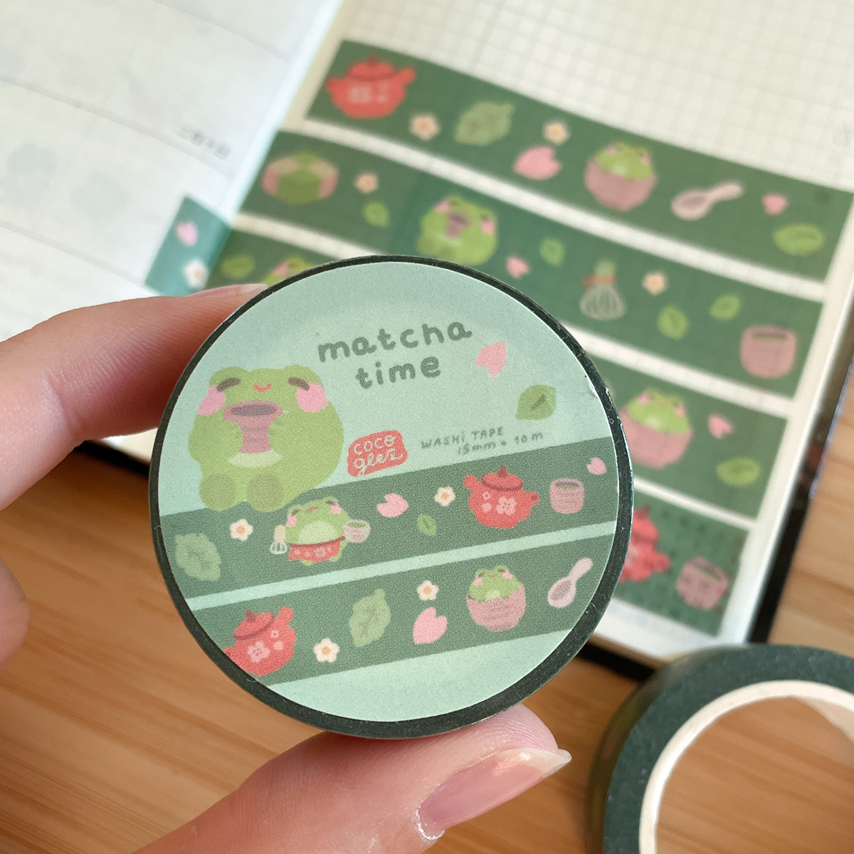 matcha frog - washi tape
