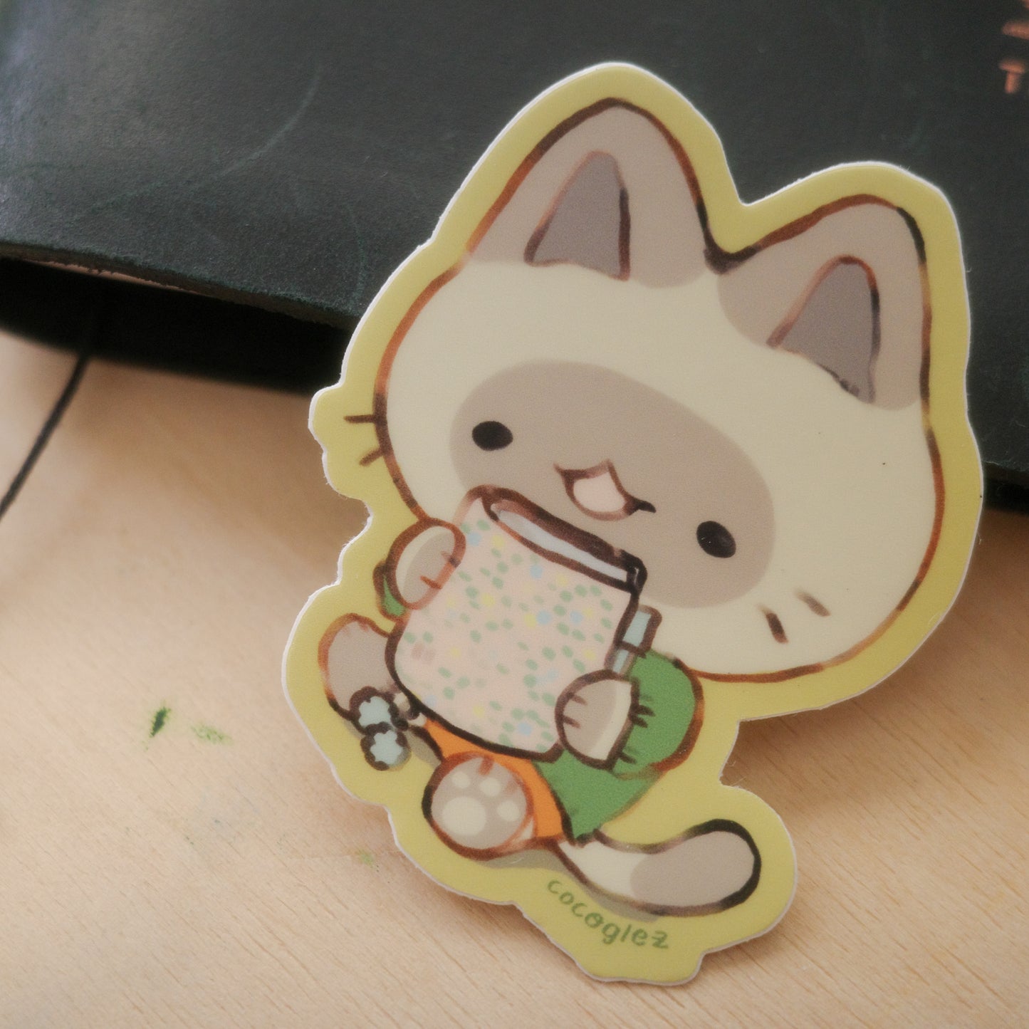 journaling cat - vinyl sticker