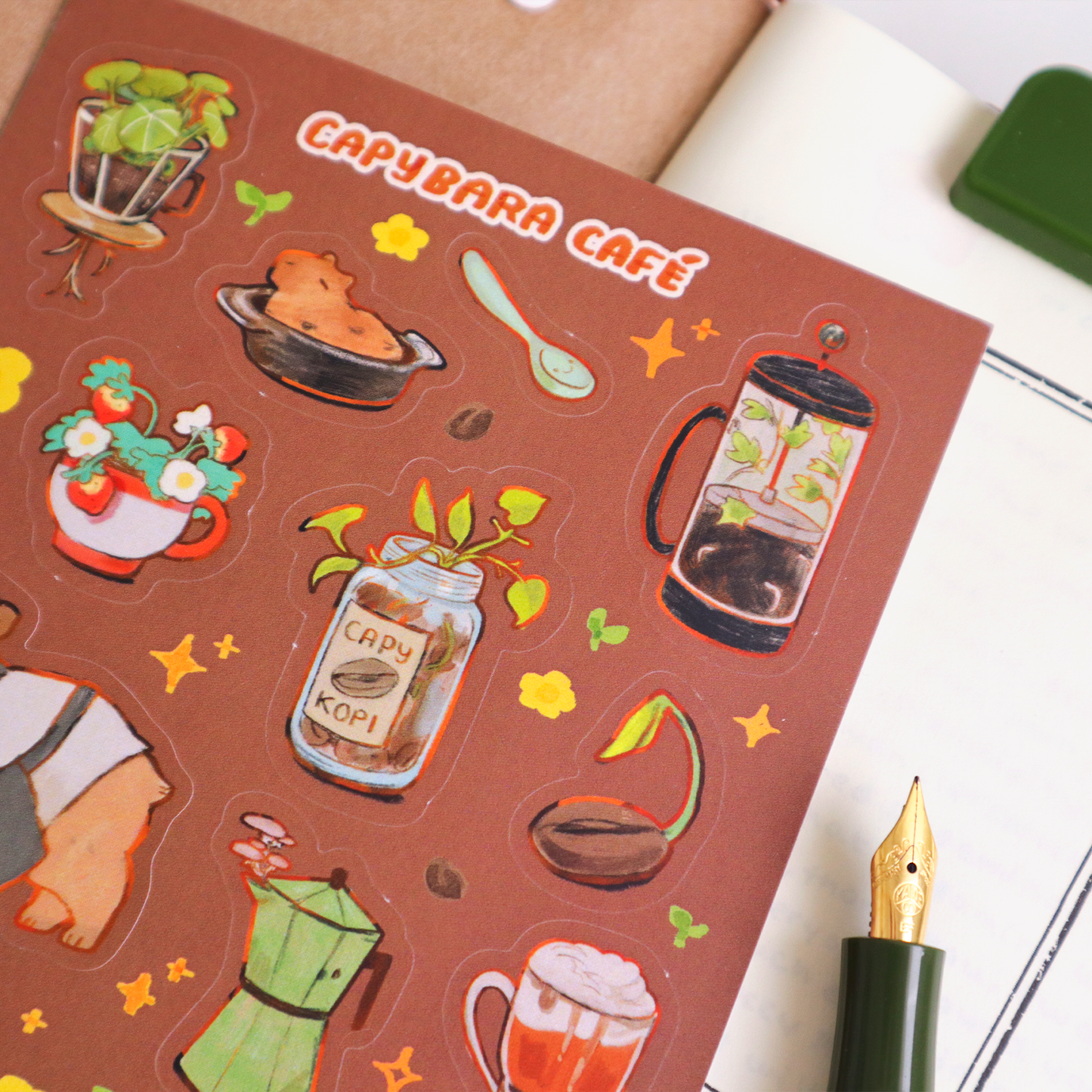 capybara café - sticker sheet