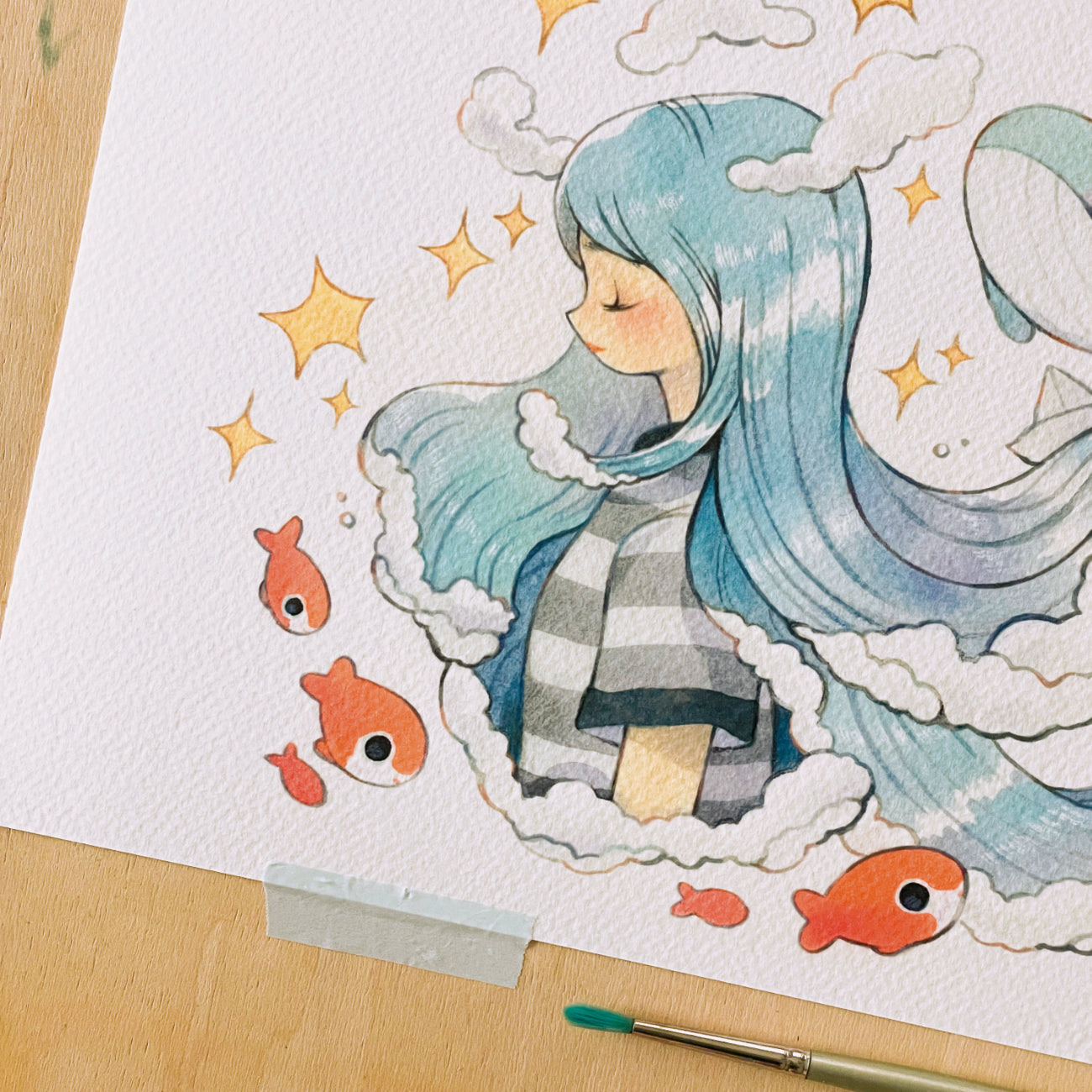 waving on - print