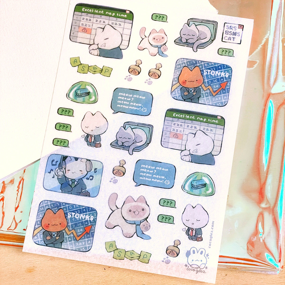 srs bsns cat - washi sticker sheet