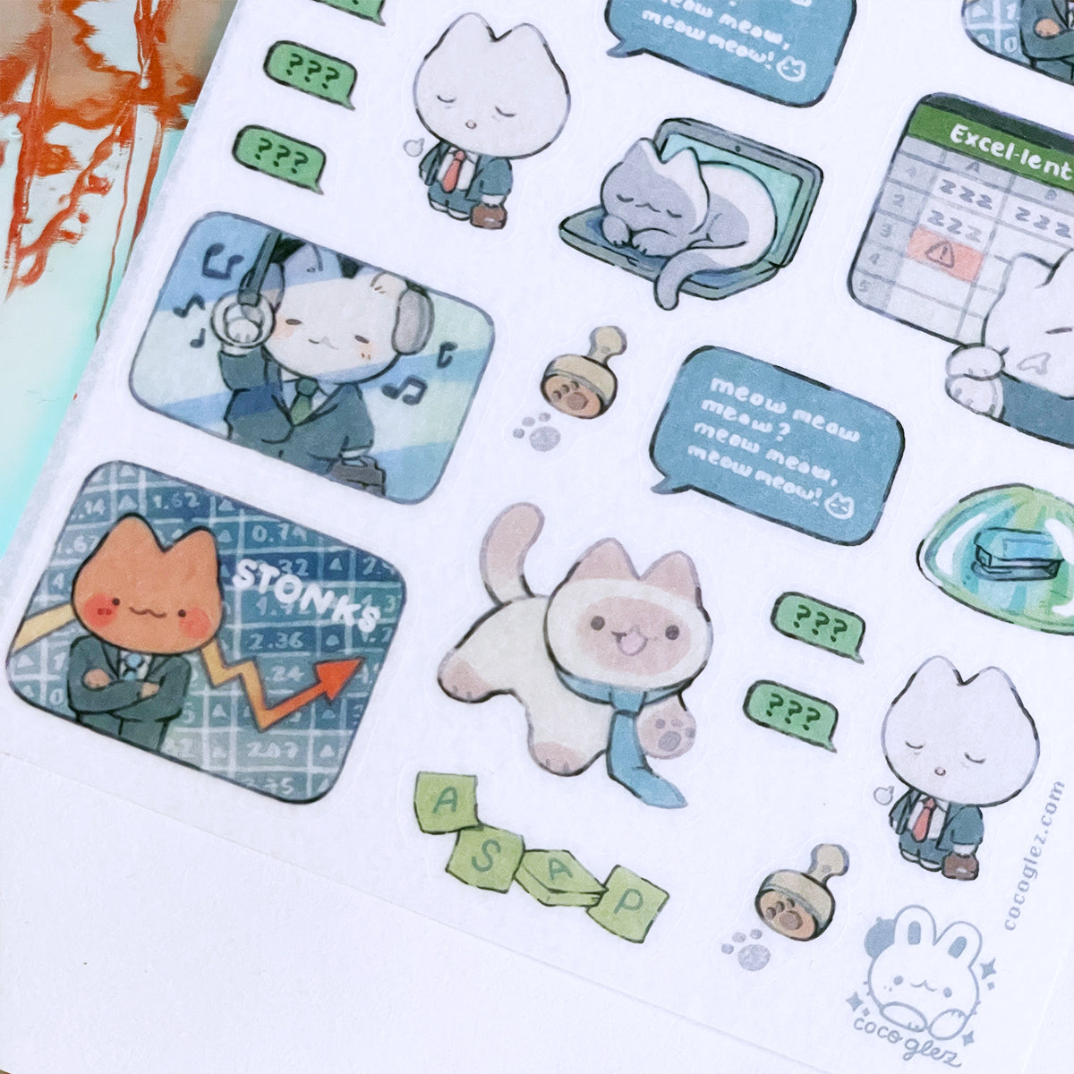 srs bsns cat - washi sticker sheet