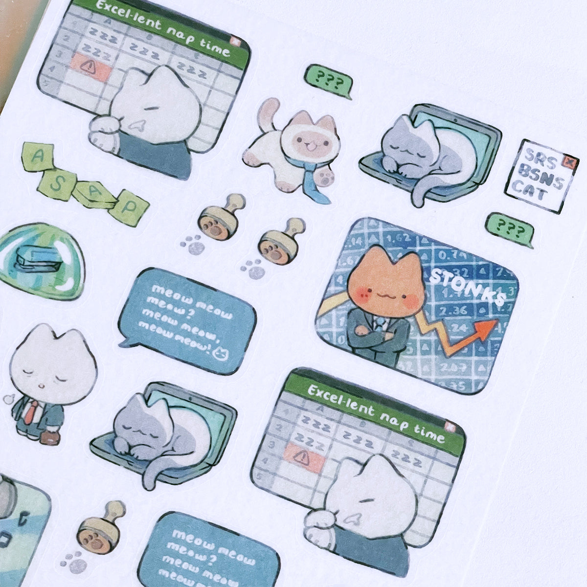 srs bsns cat - washi sticker sheet