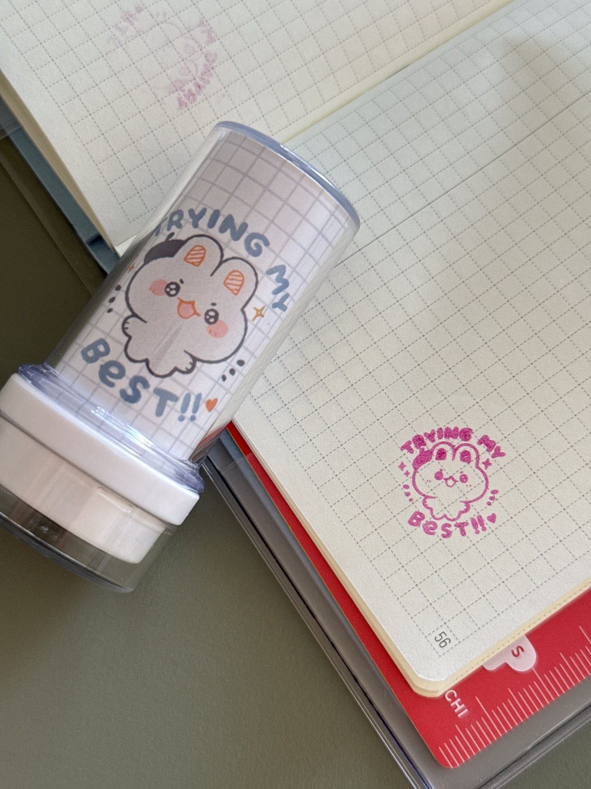 trying my best! - refillable ink stamp