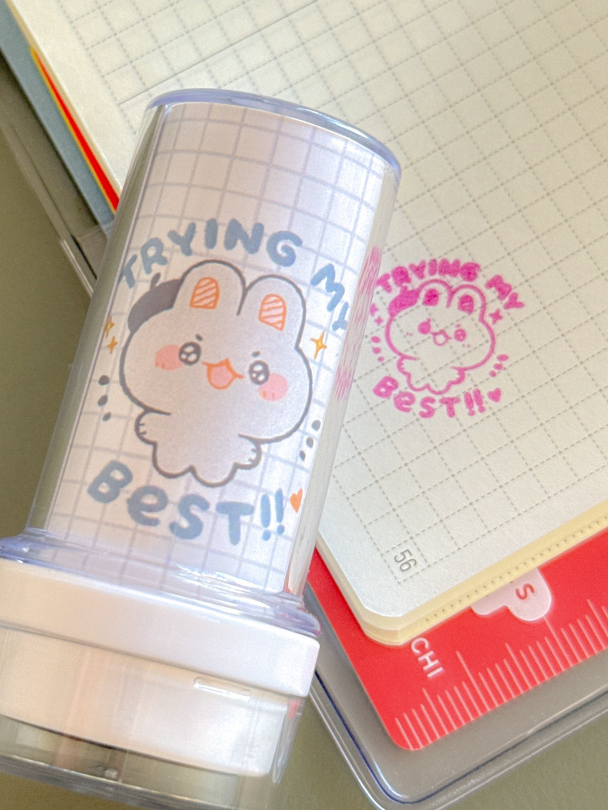 trying my best! - refillable ink stamp