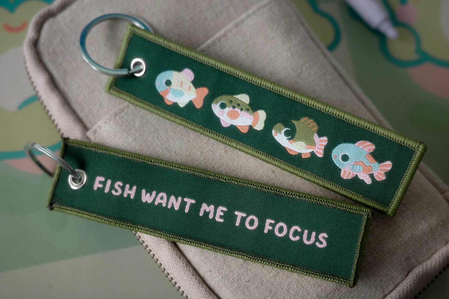 "fish want me to focus" - tag keychain