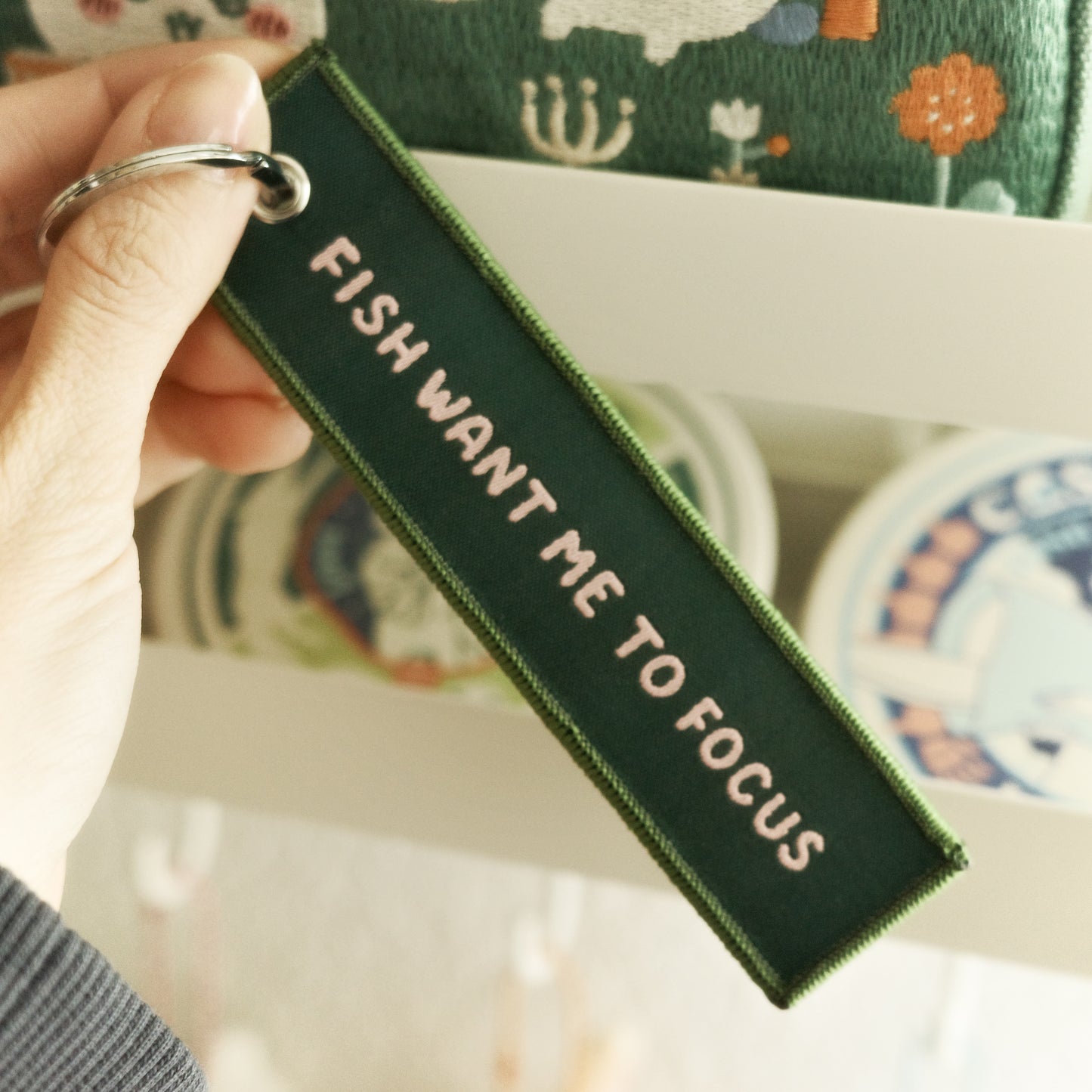 "fish want me to focus" - tag keychain