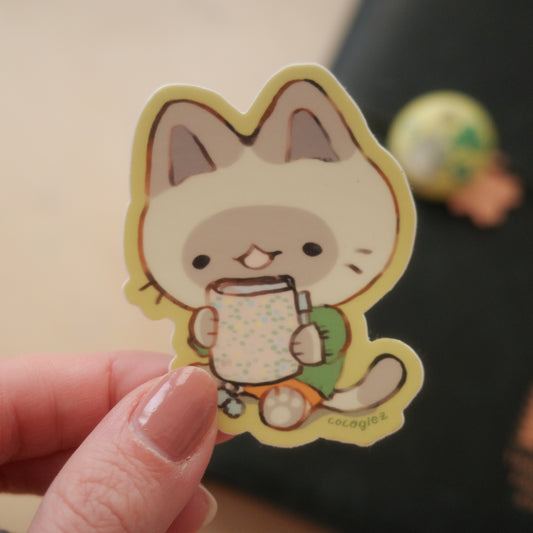 journaling cat - vinyl sticker