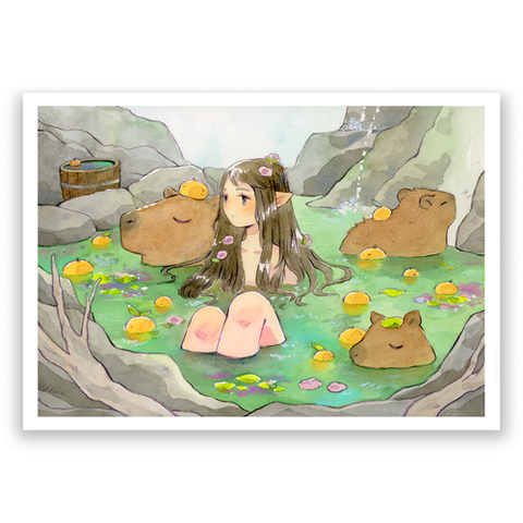 Capybara bath - Fine art print