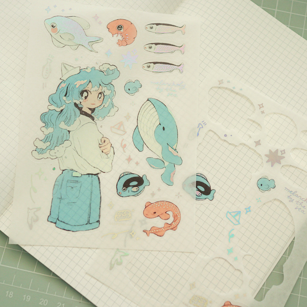 melancholy by the sea - holo washi sticker sheet